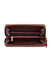 Жіночий гаманець темно-червоного кольору зі шкіри PORES-0985-4C(W26), вигляд товару всередині на білому тлі.