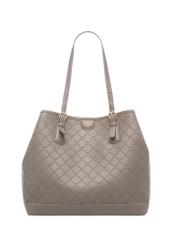 Світло-коричнева сумка-шопер з монограмою TOREC-1181-1K(W26), вигляд виробу спереду на білому тлі.