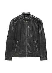 Шкіряна чоловіча куртка з коміром-стійкою KURMS-0191A-99(KS)