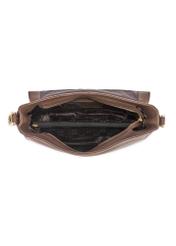 Коричнева шкіряна жіноча сумка-месенджер TORES-1253-1I(W26), вигляд виробу всередині на білому тлі.