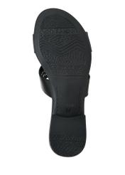 Чорні шкіряні шльопанці на невеликому каблуці BUTYD-1064-99(W24)-04