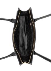 Чорна шкіряна жіноча сумка довгастої форми TORES-1259-99(W26), вигляд товару всередині на білому тлі.