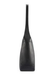 Чорна шкіряна сумка через плече середнього розміру TORES-1210-9I(W26), вигляд виробу збоку на білому тлі.