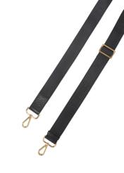 Чорна шкіряна сумка для ноутбука TORES-1070A-99(W26), ремінець виробу на білому тлі.