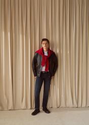 Чорна чоловіча шкіряна куртка KURMS-0363-99(W26)