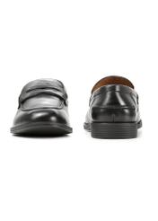 Чоловічі чорні шкіряні мокасини BUTYM-0482-99(W25), вигляд виробу спереду та ззаду на білому тлі.