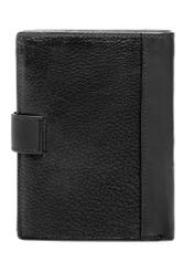 Чорний чоловічий шкіряний гаманець PORMS-0682-99(W26), вигляд виробу зі зворотного боку на білому фоні.