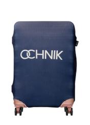 Темно-синій чохол для середньої валізи AW-013-0002-7D-M(W26), вигляд виробу спереду на валізі.