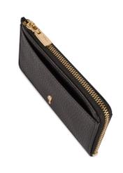 Чорний маленький шкіряний жіночий гаманець PORES-0978R-9I(W26), крупний план деталі виробу на білому фоні.