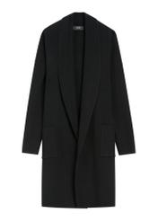 Чорний базовий жіночий кардиган KARDT-0041-99(W25), вигляд виробу спереду на білому тлі.