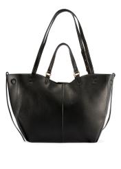 Велика чорна сумка-шопер TOREC-1201-99(W26), вигляд виробу зі зворотного боку на білому фоні.