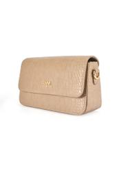 Mała beżowa torebka damska croco TOREC-1171-1D(W26)