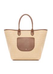 Велика жіноча солом'яна сумка TOREC-1229-1E(W26), вигляд виробу спереду, на білому фоні.