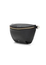 Чорна жіноча поясна сумка TOREC-1119-99(W26), діагональний вигляд виробу на білому фоні.