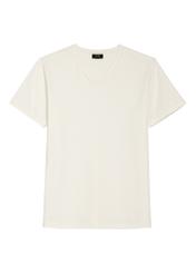 Чоловіча біла бавовняна футболка TSHMT-0088-0B(W26), вигляд виробу спереду на білому тлі.