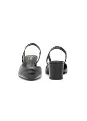 Чорні шкіряні туфлі на відкритому каблуці BUTYD-1173-99(W26), вигляд виробу спереду та ззаду на білому фоні.