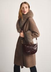 Коричнева середня жіноча шкіряна сумка з візерунком кроко TORES-1022E-89(Z25)