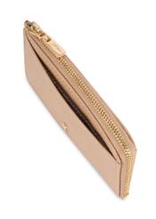 Бежевий маленький шкіряний жіночий гаманець PORES-0978R-1B(W26), крупний план деталі виробу на білому фоні.