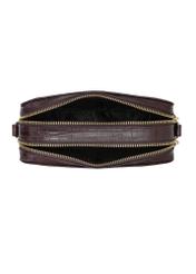 Маленька коричнева сумочка зі шкіри крокодила TORES-1231-1H(W26), вигляд виробу всередині на білому тлі.