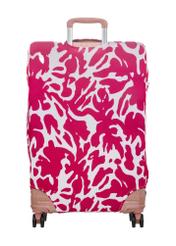 Рожевий чохол для великої валізи AW-013-0007-5P-L(W26), вигляд виробу зі зворотного боку валізи.