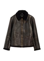 Коричнева чоловіча шкіряна куртка з утепленням KURMS-0386-0704(Z25)