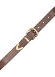 Жіночий коричневий шкіряний ремінь PASDS-0340-1I(W26), вигляд виробу зверху на білому тлі.