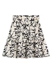 Жіноча спідниця кремового кольору з візерунком SPCDT-0128-1P(W26), вигляд виробу спереду на білому тлі.