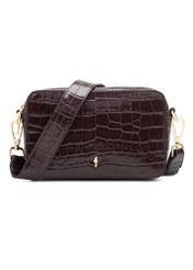 Маленька коричнева сумочка зі шкіри крокодила TORES-1231-1H(W26), вигляд виробу спереду на білому тлі.