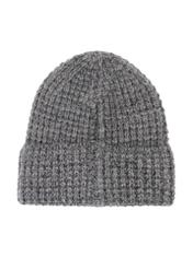 Сіра жіноча вовняна шапка CZADT-0204-95(Z25), вигляд виробу ззаду на білому фоні.