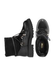 Жіночі чорні замшеві снігові чоботи BUTYD-1201-99(Z25), вигляд виробу зверху на білому фоні.