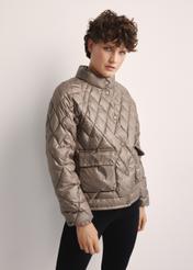 Оливкова стьобана жіноча куртка KURDT-0597-57(Z25)