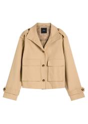 Бежева жіноча перехідна куртка KURDT-0628-1B(W26), вигляд виробу спереду на білому тлі.