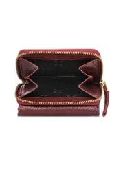 Невеликий складаний жіночий шкіряний гаманець PORES-0816-4C(W26), вигляд виробу всередині на білому тлі.