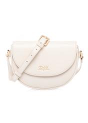 Маленька шкіряна сумочка кремового кольору TORES-1260-0B(W26), вигляд виробу спереду на білому тлі.