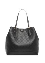 Чорна сумка-шопер з монограмою TOREC-1181-9P(W26), вигляд виробу спереду на білому тлі.