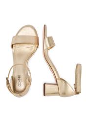 Жіночі золотисті шкіряні сандалі BUTYD-1179-2X(W26), вигляд виробу зверху на білому фоні.