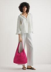 Жіноча замшева сумка-шопер кольору фуксії TORES-1177-5E(W26)