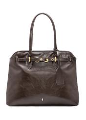 Коричнева велика жіноча сумка TOREC-1076-89(Z25), вигляд виробу спереду на білому тлі.