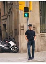 Чоловіча темно-синя футболка з шовком TSHMT-0138-7E(W26)