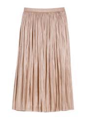 Жіноча блискуча спідниця міді SPCDT-0130-1B(W26), вигляд виробу спереду на білому тлі.