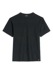 Чоловіча чорна ребриста футболка TSHMT-0142-99(W26), вигляд виробу спереду на білому тлі.