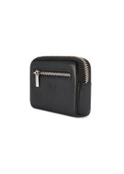 Чорний чоловічий шкіряний гаманець PORMS-0689-9I(W26), діагональний вигляд виробу на білому тлі.