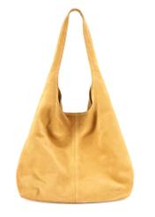 Жіноча жовта замшева сумка-шопер TORES-1177-2C(W26), вигляд виробу спереду на білому тлі.