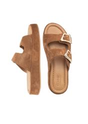 Жіночі замшеві мюлі на платформі BUTYD-1241-1D(W26), вигляд виробу зверху на білому фоні.