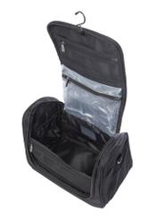 Чорна велика косметичка WALNY-0045-99-14(W26), вигляд продукту всередині на білому тлі.