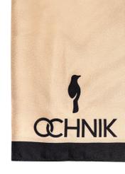 Світло-бежева жіноча шовкова хустка SZADT-0188-1B(W26), крупний план деталі виробу на білому фоні.