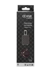 Коричневий чохол для великої валізи AW-013-0006-1P-L(W26), вигляд виробу спереду в упаковці.