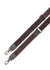 Коричнева шкіряна чоловіча сумка для ноутбука TORMS-0522-1H(Z26), ремінець виробу, вигляд на білому тлі.