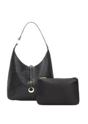 Чорна жіноча сумка з крокодилячим мотивом TOREC-1170-9G(W26), вигляд виробу спереду на білому тлі.