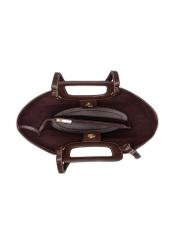 Темно-коричнева жіноча сумка з прострочкою TOREC-1213-1H(W26), вигляд виробу всередині на білому тлі.